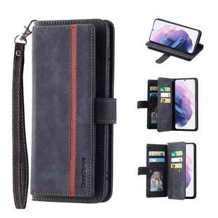 For Samsung Galaxy S22 5G 9 Card Slots Splicing Magnetic Leather Flip Phone Case(Black)