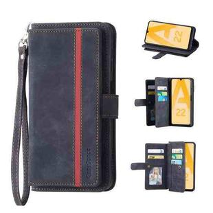 For Samsung Galaxy A22 4G 9 Card Slots Splicing Magnetic Leather Flip Phone Case(Black)