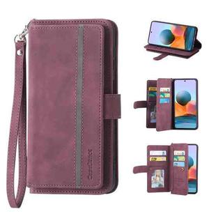 For Xiaomi Poco M4 Pro 4G 9 Card Slots Splicing Magnetic Leather Flip Phone Case(Wine Red)