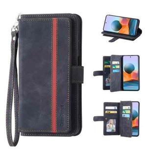For Xiaomi Redmi Note10 4G Global 9 Card Slots Splicing Magnetic Leather Flip Phone Case(Black)