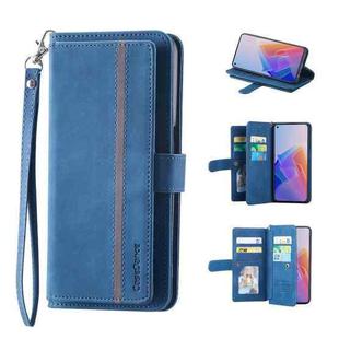For OPPO A54 5G/A74 5G/A93 5G 9 Card Slots Splicing Magnetic Leather Flip Phone Case(Blue)