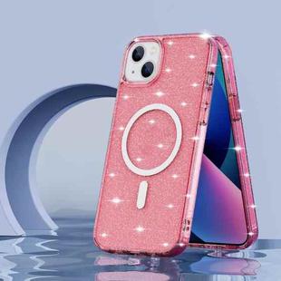 Glitter Series Magsafe Magnetic Phone Case For iPhone 14(Transparent Pink)