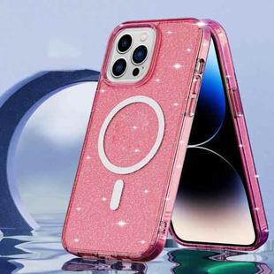 Glitter Series Magsafe Magnetic Phone Case For iPhone 14 Pro(Transparent Pink)