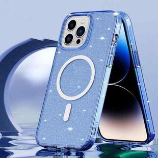 Glitter Series Magsafe Magnetic Phone Case For iPhone 14 Pro(Transparent Sierra Blue)