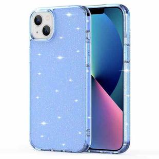 For iPhone 14 Plus Crystal Clear Glitter Airbag Phone Case (Transparent Sierra Blue)