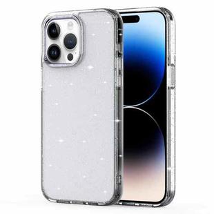 For iPhone 14 Pro Crystal Clear Glitter Airbag Phone Case(Transparent)