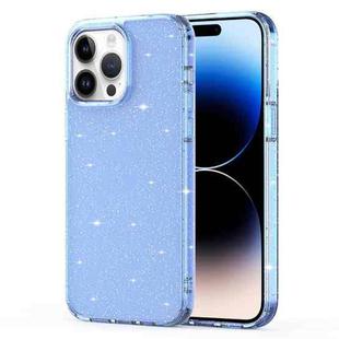 Crystal Clear Glitter Airbag Phone Case For iPhone 14 Pro Max(Transparent Sierra Blue)