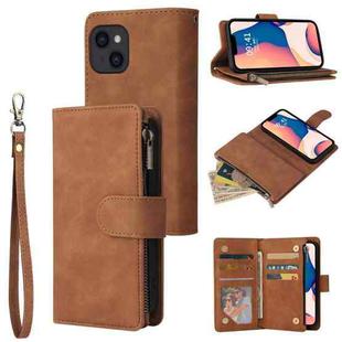For iPhone 14 Multifunctional Phone Leather Case with Card Slot (Brown)
