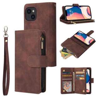 For iPhone 14 Multifunctional Phone Leather Case with Card Slot (Coffee)