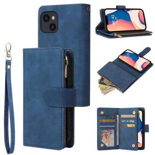 For iPhone 14 Multifunctional Phone Leather Case with Card Slot (Blue)
