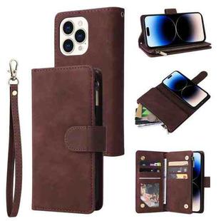 For iPhone 14 Pro Multifunctional Phone Leather Case with Card Slot(Coffee)