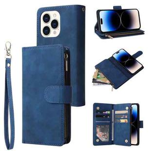 For iPhone 14 Pro Max Multifunctional Phone Leather Case with Card Slot (Blue)