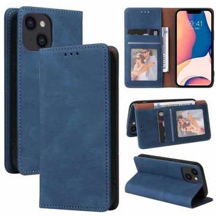 For iPhone 14 Simple Suction Closure Horizontal Flip Leather Case (Blue)