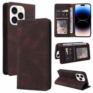 For iPhone 14 Pro Simple Suction Closure Horizontal Flip Leather Case(Brown)