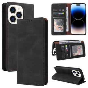 For iPhone 14 Pro Max Simple Suction Closure Horizontal Flip Leather Case (Black)