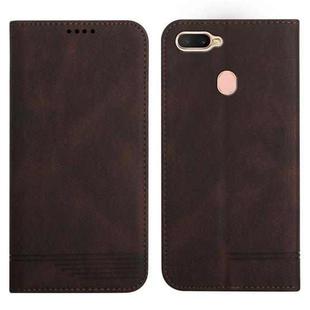 For OPPO A7 / A12 / A5s Strong Magnetic Leather Case(Brown)