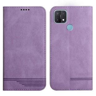 For OPPO A15 / A15s Strong Magnetic Leather Case(Purple)