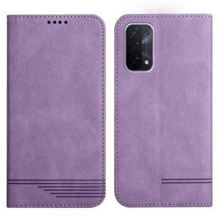 For OPPO A54 / A74 / A93 Strong Magnetic Leather Case(Purple)