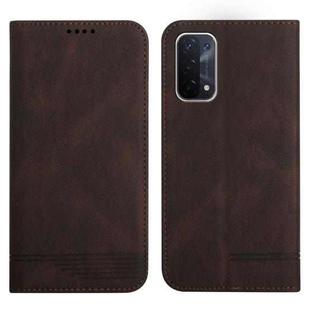 For OPPO A54 / A74 / A93 Strong Magnetic Leather Case(Brown)