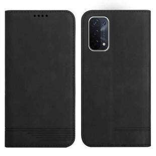For OPPO A54 / A74 / A93 Strong Magnetic Leather Case(Black)