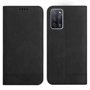 For OPPO A55 5G Strong Magnetic Leather Case(Black)