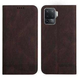 For OPPO A94 4G Strong Magnetic Leather Case(Brown)