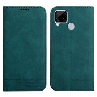 For Realme C12 / C15 Strong Magnetic Leather Case(Green)