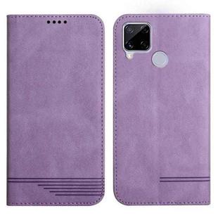 For Realme C12 / C15 Strong Magnetic Leather Case(Purple)