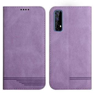 For Realme 7 4G Strong Magnetic Leather Case(Purple)