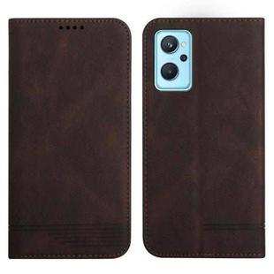 For Realme 9i Strong Magnetic Leather Case(Brown)