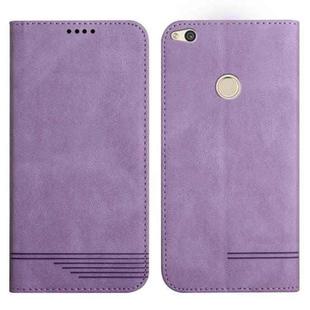 For Huawei P8 Lite Strong Magnetic Leather Case(Purple)