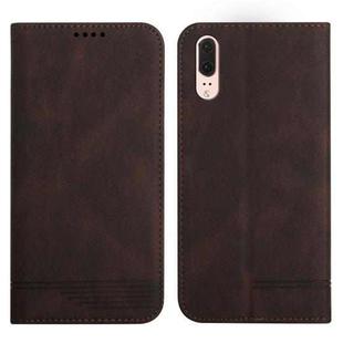 For Huawei P20 Strong Magnetic Leather Case(Brown)