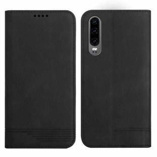 For Huawei P30 Strong Magnetic Leather Case(Black)