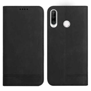 For Huawei P30 Lite Strong Magnetic Leather Case(Black)