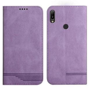 For Huawei Y6 2019 Strong Magnetic Leather Case(Purple)