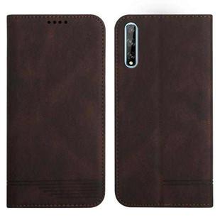 For Huawei Y8p 2020 Strong Magnetic Leather Case(Brown)
