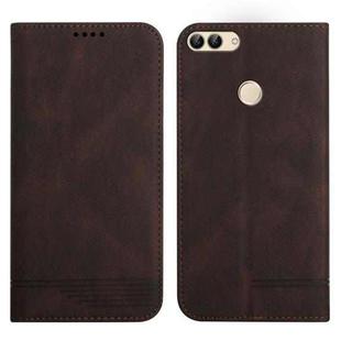 For Huawei Enjoy 7S Strong Magnetic Leather Case(Brown)