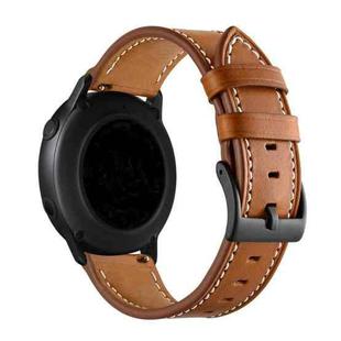 For Huawei Watch GT3 Pro 43mm / 46mm 22mmFirst Layer Leather Sewing Thread Watch Band(Brown)