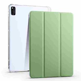 For Honor V6 10.4 inch 3-folding Transparent TPU Smart Leather Tablet Case(Matcha Green)