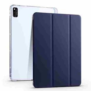 For Honor V6 10.4 inch 3-folding Transparent TPU Smart Leather Tablet Case(Dark Blue)