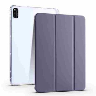 For Honor V6 10.4 inch 3-folding Transparent TPU Smart Leather Tablet Case(Purple)