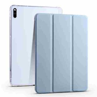 For Huawei MatePad 10.4 3-folding Transparent TPU Smart Leather Tablet Case(Ice Blue)