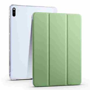 For Huawei MatePad 10.4 3-folding Transparent TPU Smart Leather Tablet Case(Matcha Green)
