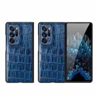 For OPPO Find N Crocodile Texture Genuine Leather Phone Case(Blue)