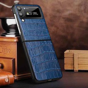 For Samsung Galaxy Z Flip3 5G Crocodile Texture Genuine Leather Phone Case(Blue)