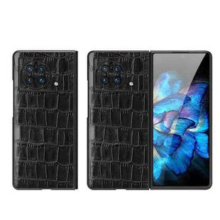 For vivo X Fold Crocodile Texture Genuine Leather Phone Case(Black)