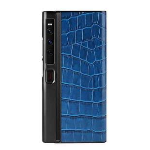 For Huawei Mate Xs 2 Crocodile Texture Genuine Leather Phone Case(Blue)