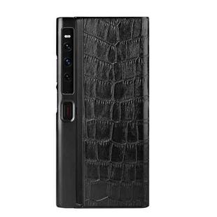 For Huawei Mate Xs 2 Crocodile Texture Genuine Leather Phone Case(Black)