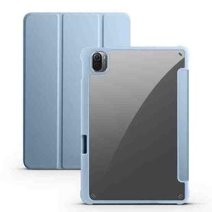 For Xiaomi Pad 5 Acrylic 3-folding Smart Leather Tablet Case(Ice Blue)