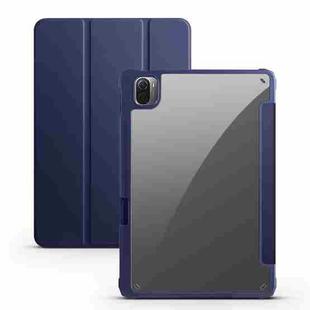 For Xiaomi Pad 5 Acrylic 3-folding Smart Leather Tablet Case(Dark Blue)